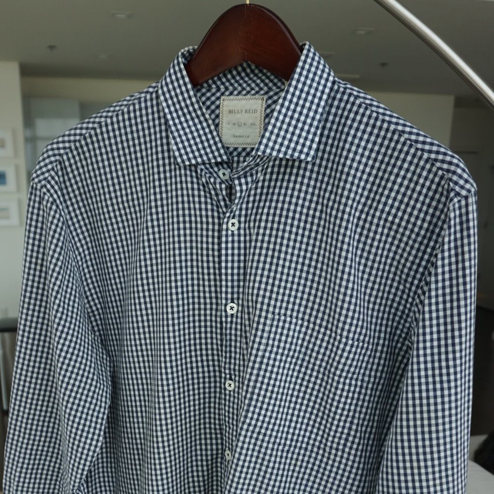 Billy Reid Medium Long Sleeve Button Down (blue and white checkers)